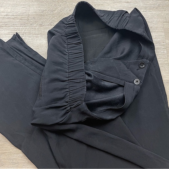 Rag & Bone Store Exclusive Black Silk and Lycra Relaxed Fit Tapered Trousers - Picture 5 of 11